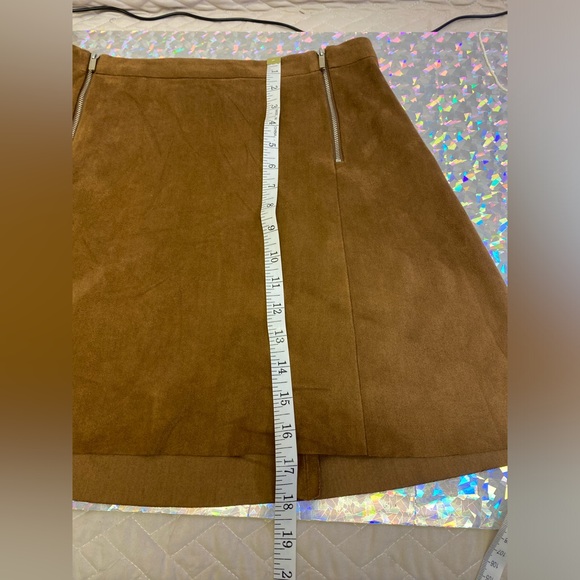 1 State Mini Skirt Womens 6 Brown Tan Faux Suede Zip Detail A Line Hippie Boho - Picture 12 of 14